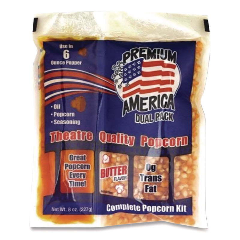 Great Western Products Premium America Popcorn, Butter, 8 oz Pack, 36/Carton (GWEGRE00016) Case of 36