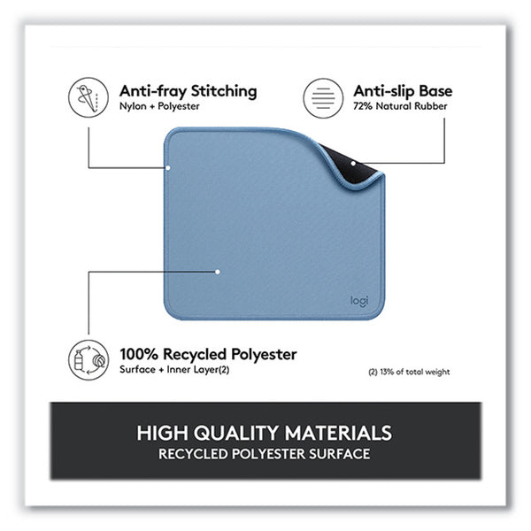 Logitech Studio Series Non-Skid Mouse Pad, 7.9 x 9.1, Blue Gray (LOG956000038) Each