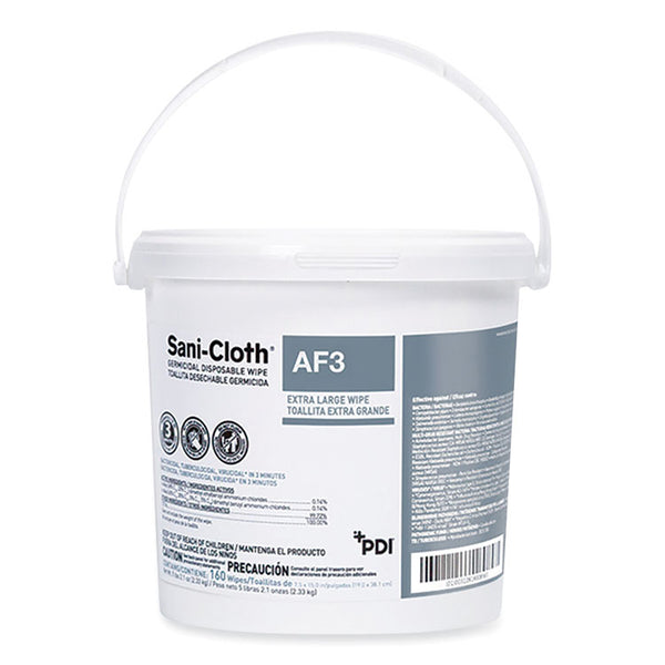 Sani Professional® Sani-Cloth AF3 Germicidal Disposable Wipes, Extra-Large, 1-Ply, 7.5 x 15, Unscented, White, 160 Wipes/Pail, 2 Pails/Carton (PDIP1450P)