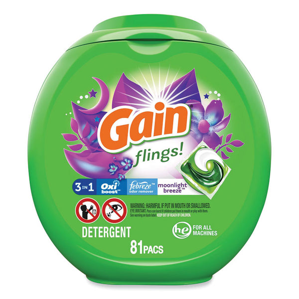Gain® Flings Detergent Pods, Moonlight Breeze, 81 Pods/Pack (PGC91796)