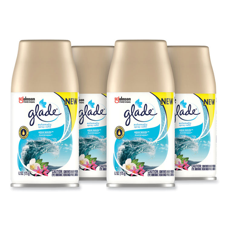 Glade® Automatic Air Freshener, Aqua Waves, 6.2 oz, 4/Carton (SJN325078)