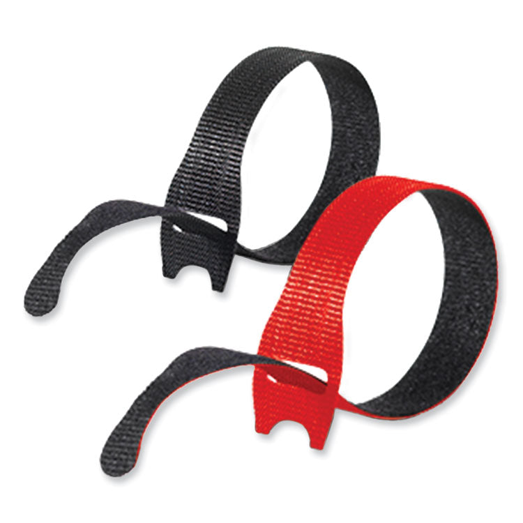 VELCRO® Brand ONE-WRAP Ties and Straps, 0.5" x 8", Black;Red, 100/Pack (VEK30200) Pack of 100