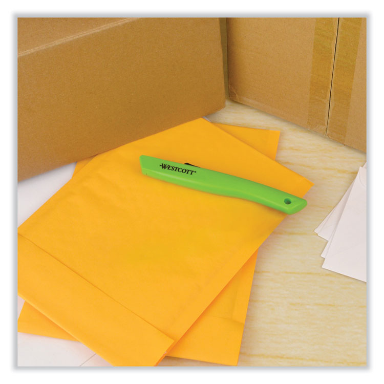 Westcott® Safety Ceramic Blade Box Cutter, 0.5" Blade, 6.15" Plastic Handle, Green (ACM17519) Each