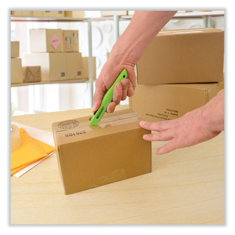 Westcott® Safety Ceramic Blade Box Cutter, 0.5" Blade, 6.15" Plastic Handle, Green (ACM17519) Each