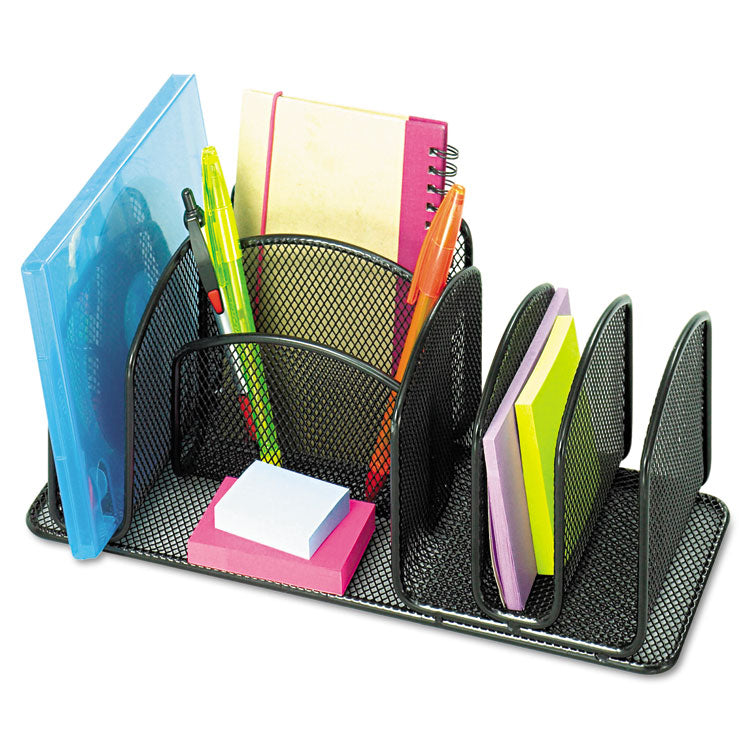 Safco® Deluxe Organizer, 6 Compartments, Steel, 12.5 x 5.25 x 5.25, Black (SAF3251BL)