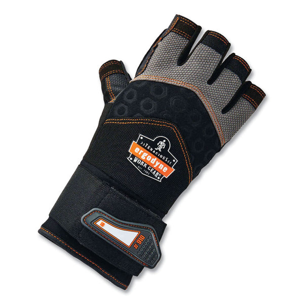 ergodyne® ProFlex 910 Half-Finger Impact Gloves + Wrist Support, Black, Small, Pair, Ships in 1-3 Business Days (EGO17712) 1 Pair