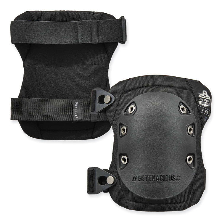 ergodyne® ProFlex 335 Slip-Resistant Rubber Cap Knee Pads, Buckle Closure, One Size, Black Cap, Pair, Ships in 1-3 Business Days (EGO18335) 1 Pair