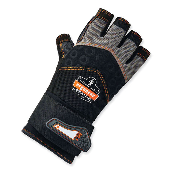ergodyne® ProFlex 910 Half-Finger Impact Gloves + Wrist Support, Black, Medium, Pair, Ships in 1-3 Business Days (EGO17713) 1 Pair