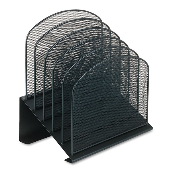 Safco® Onyx Mesh Desk Organizer with Tiered Sections, 5 Sections, Letter to Legal Size Files, 11.25" x 7.25" x 12", Black (SAF3257BL) Each