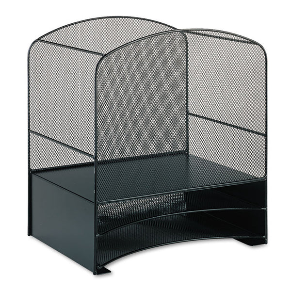Safco® Onyx Mesh Desktop Hanging File With Two Horizontal Trays, 3 Sections, Letter Size, 10.75" Long, Black (SAF3260BL) Each