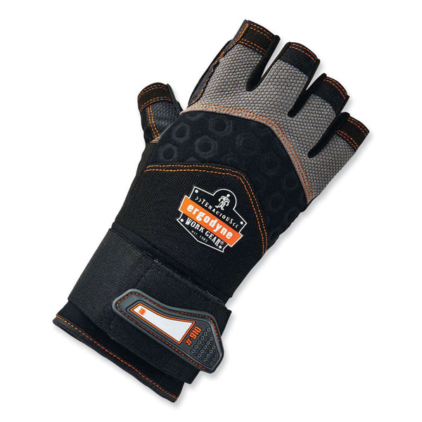ergodyne® ProFlex 910 Half-Finger Impact Gloves + Wrist Support, Black, Large, Pair, Ships in 1-3 Business Days (EGO17714) 1 Pair
