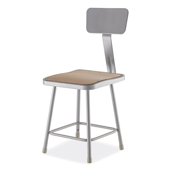 NPS® 6300 Series HD Square Seat Stool w/Backrest, Supports 500 lb, 17.5" Seat Ht, Brown Seat,Gray Back/Base, Ships in 1-3 Bus Days (NPS6318B) Each