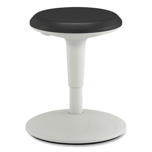 HON® Revel Adjustable Ht Fidget Stool, Backless,Up to 250lb, 13.75" to 18.5" Seat Ht,Black Seat/White Base (HONHEFS01BL) Each