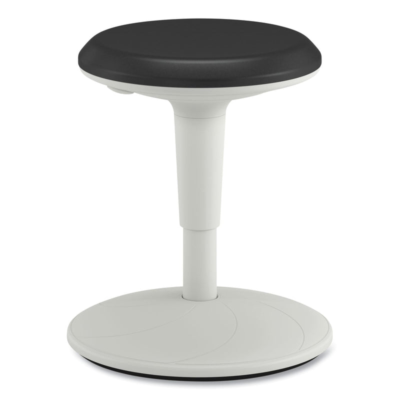 HON® Revel Adjustable Ht Fidget Stool, Backless,Up to 250lb, 13.75" to 18.5" Seat Ht,Black Seat/White Base (HONHEFS01BL) Each