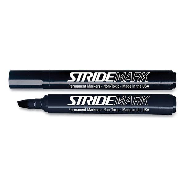Stride StrideMark Tank Permanent Marker, Broad Chisel Tip, Black, 12/Pack (STW22001)