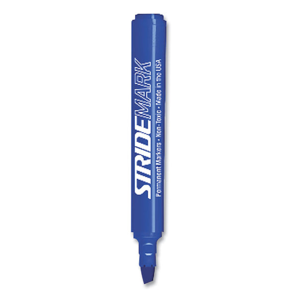 Stride StrideMark Tank Permanent Marker, Broad Chisel Tip, Blue, 12/Pack (STW22002)