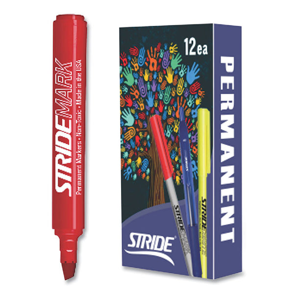 Stride StrideMark Permanent Marker, Fine Bullet Tip, Red, 12/Pack (STW22003)