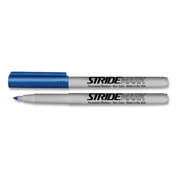 Stride StrideMark Permanent Marker, Fine Bullet Tip, Blue, 12/Pack (STW27002)