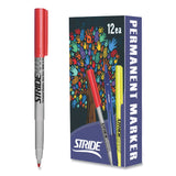 Stride StrideMark Tank Permanent Marker, Broad Chisel Tip, Red, 12/Pack (STW27003)