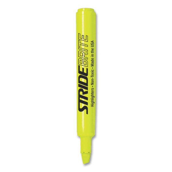 Stride StrideBrite Tank Highlighter, Fluorescent Yellow Ink, Chisel Tip, Yellow Barrel, 12/Box (STW42005)