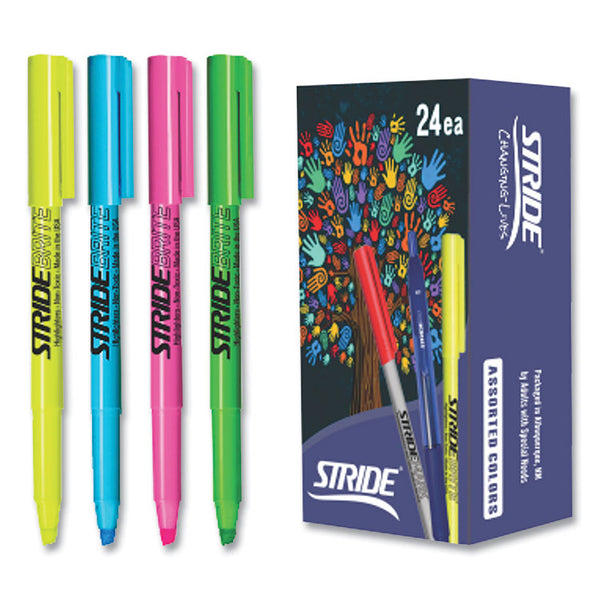 Stride StrideBrite Stick Highlighters, Assorted Ink Colors, Chisel Tip, Assorted Barrel Colors, 24/Pack (STW47024)