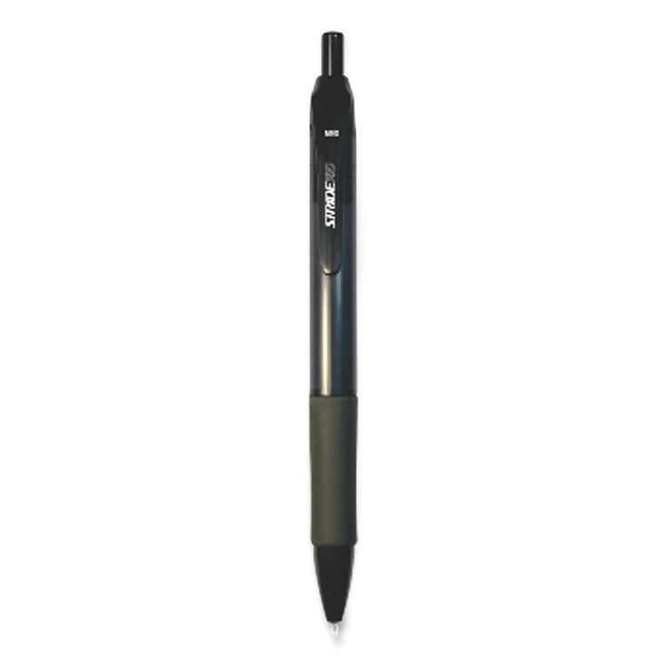 Stride StrideRio Gel Pen, Retractable, Medium 0.7 mm, Black Ink, Translucent Black Barrel, 12/Box (STW52001)