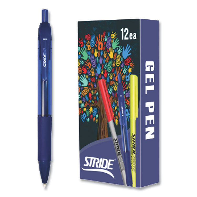 Stride StrideRio Gel Pen, Retractable, Medium 0.7 mm, Blue Ink, Translucent Blue Barrel, 12/Box (STW52002) Box of 12