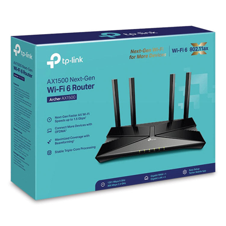 TP-Link Archer AX1500 Wireless and Ethernet Router, 5 Ports, Dual-Band 2.4 GHz/5 GHz (TPLARCHERAX1500) Each