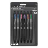 uniball® 207 Plus+ Gel Pen, Retractable, Medium 0.7 mm, Assorted Inspirational Ink Colors, Black Barrel, 6/Pack (UBC70491) Pack of 6