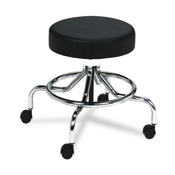 Safco® Screw Lift Stool with Low Base, Supports Up to 250 lb, 25" Seat Height, Black Seat, Chrome Base, Ships in 1-3 Business Days (SAF3432BL) Each