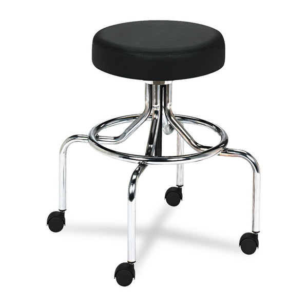 Safco® Screw Lift Stool with High Base, Supports Up to 250 lb, 33" Seat Height, Black Seat, Chrome Base, Ships in 1-3 Business Days (SAF3433BL) Each