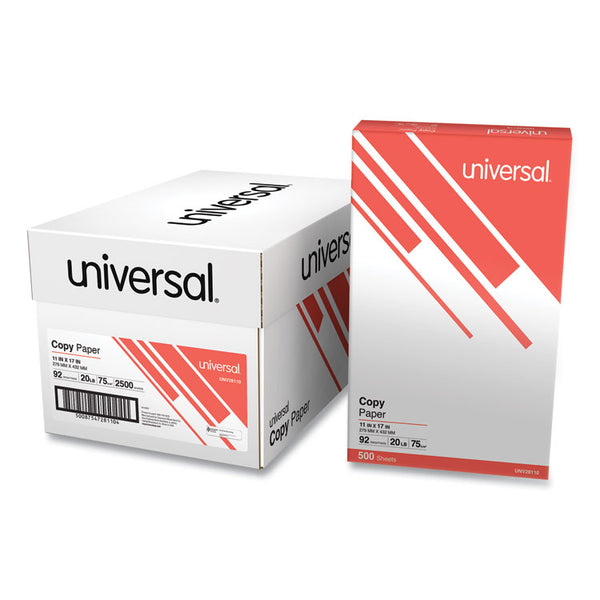 Universal® Copy Paper, 92 Bright, 20 lb Bond Weight, 11 x 17, White, 500 Sheets/Ream, 5 Reams/Carton (UNV28110)