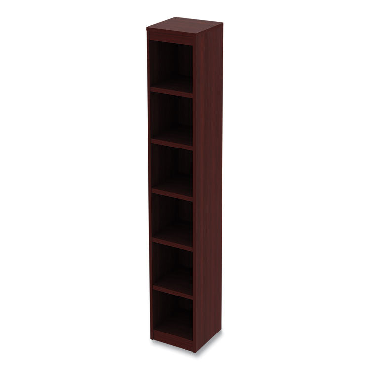 Alera® Alera Valencia Series Narrow Profile Bookcase, Six-Shelf, 11.81w x 11.81d x 71.73h, Mahogany (ALEVA67212MY)