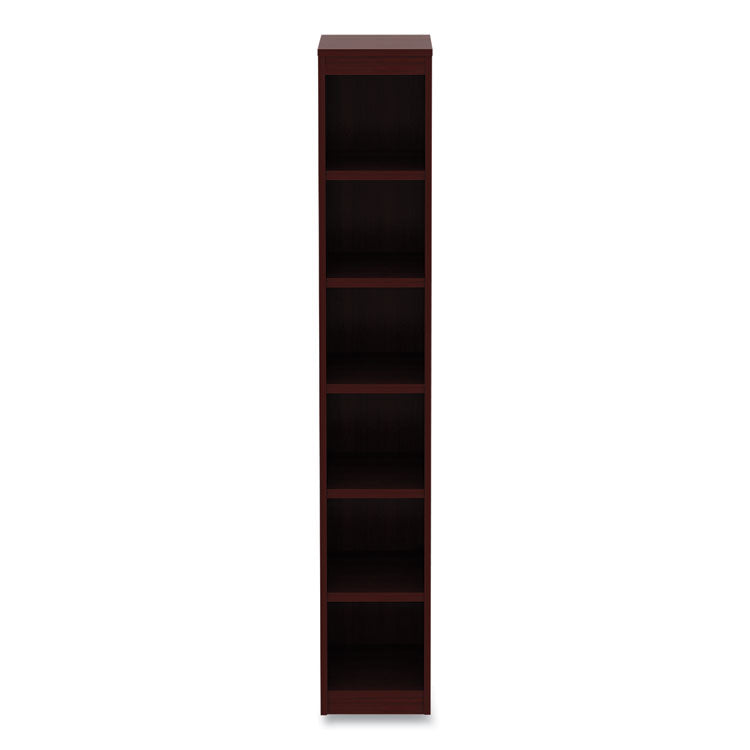 Alera® Alera Valencia Series Narrow Profile Bookcase, Six-Shelf, 11.81w x 11.81d x 71.73h, Mahogany (ALEVA67212MY)