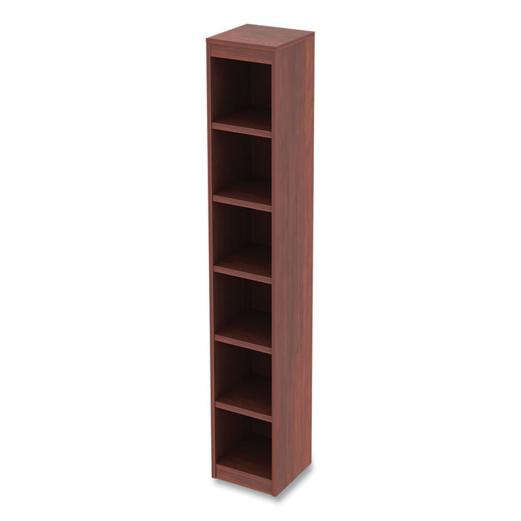 Alera® Alera Valencia Series Narrow Profile Bookcase, Six-Shelf, 11.81w x 11.81d x 71.73h, Medium Cherry (ALEVA67212MC)