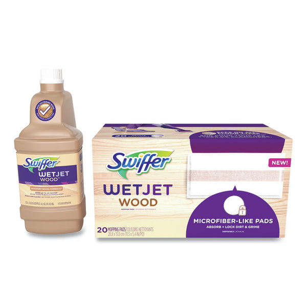 Swiffer® WetJet System Wood Cleaning-Solution Refill with Mopping Pads, Unscented, 1.25 L Bottle (PGC77134)