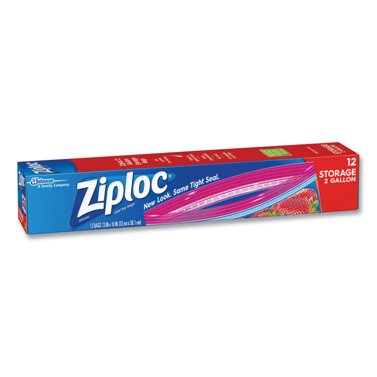 Ziploc® Double Zipper Storage Bags, 8 qt, 13" x 15", Clear, 12/Box (SJN664531)