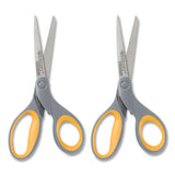 Westcott® Titanium Bonded Scissors, 8" Long, 3.5" Cut Length, Gray/Yellow Straight Handles, 2/Pack (ACM13901) Pack of 2