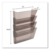 deflecto® DocuPocket Stackable Four-Pocket Wall File, 4 Sections, Letter Size, 13" x 4", Smoke (DEF73402) Each