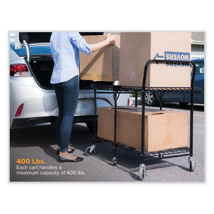 Bostitch® Stowaway Folding Carts, Metal, 2 Shelves, 250 lb Capacity, 29.63" x 37.25" x 18", Black (BOSBSACSMBLK) Each