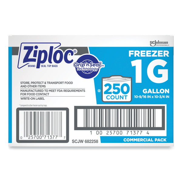 Ziploc® Zipper Freezer Bags, 1 gal, 10.56" x 10.75", Clear, 250/Carton (SJN364937) Case of 250