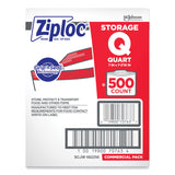 Ziploc® Double Zipper Storage Bags, 1 qt, 1.75 mil, 7" x 7.75", Clear, 500/Box (SJN682256)