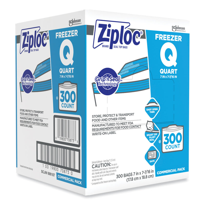 Ziploc® Zipper Freezer Bags, 32 oz, 7" x 7.75", Clear, 300/Carton (SJN364957) Case of 300