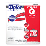 Ziploc® Double Zipper Storage Bags, 1 qt, 1.75 mil, 7" x 7.75", Clear, 500/Box (SJN682256)