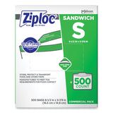 Ziploc® Resealable Sandwich Bags, 1.2 mil, 6.5" x 6", Clear, 500/Box (SJN682255)