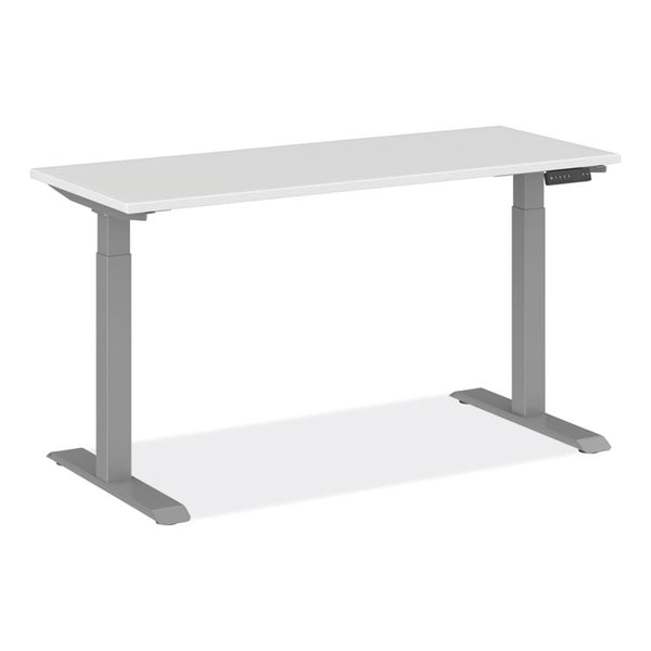 Alera® AdaptivErgo Sit-Stand Three-Stage Electric Height-Adjustable Table with Memory Controls, 60” x 24” x 30" to 49", White (ALEHT3SAGBD)