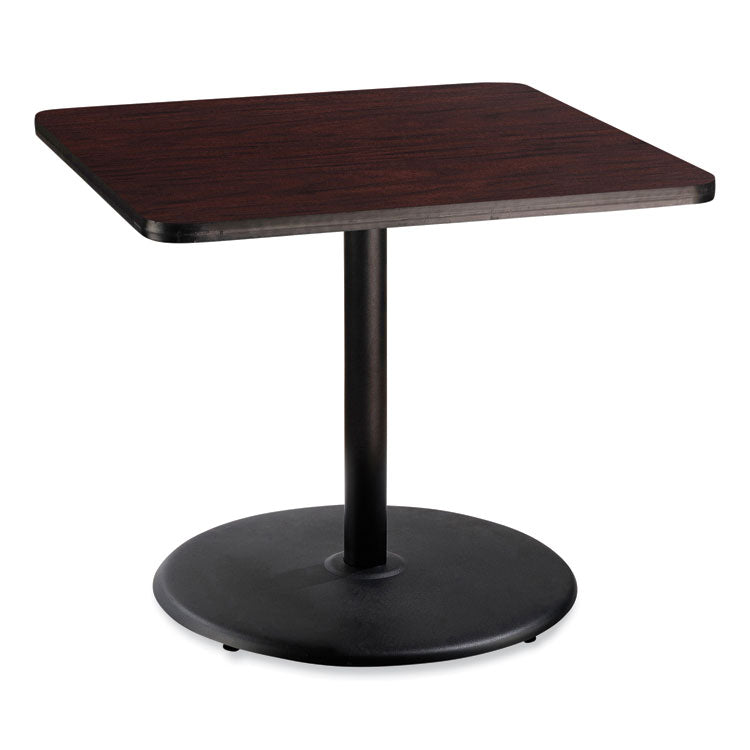 NPS® Cafe Table, 36w x 36d x 30h, Square Top/Round Base, Mahogany Top, Black Base, Ships in 1-3 Business Days (NPSCT33636RD1MY) Each