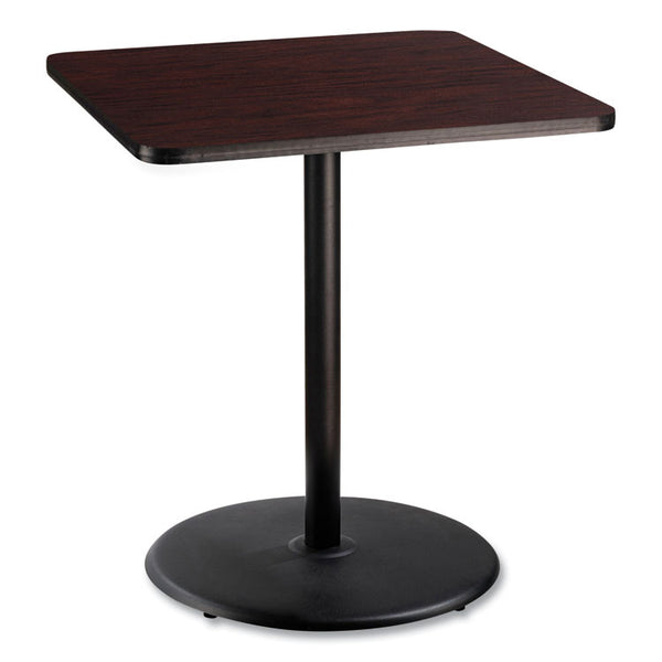 NPS® Cafe Table, 36w x 36d x 42h, Square Top/Round Base, Mahogany Top, Black Base, Ships in 1-3 Business Days (NPSCT33636RB1MY) Each