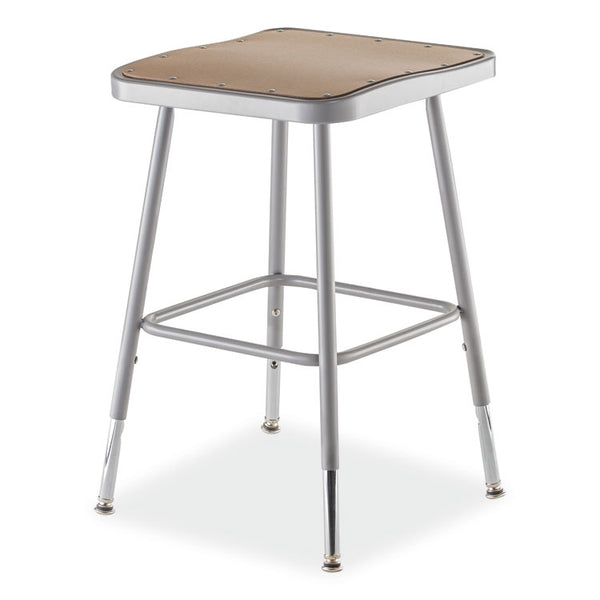 NPS® 6300 Series Height Adj HD Square Seat Stool, Backless, Supports 500 lb, 18" to 26" Seat Ht, Brown/Gray, Ships in 1-3 Bus Days (NPS6318H) Each