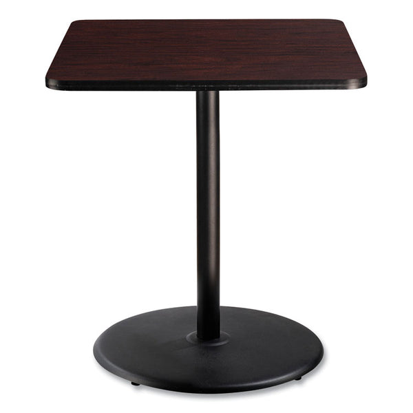 NPS® Cafe Table, 36w x 36d x 42h, Square Top/Round Base, Mahogany Top, Black Base, Ships in 1-3 Business Days (NPSCT33636RB1MY) Each